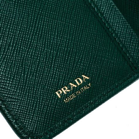 prada saffiano wallet green